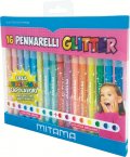 Флумастери с брокат MITAMA Glitter, 16 цвята, триъгълен грип, на водна основа