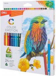 Цветни моливи Deli Color Emotion EC00220, 24 цв. триъгълно тяло от липово дърво