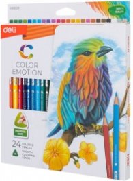Цветни моливи Deli Color Emotion EC00220, 24 цв. триъгълно тяло от липово дърво