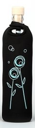 Бутилка FLASKA NEO DESIGN 0.750L: Черно - Сини цветя
