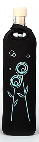Бутилка FLASKA NEO DESIGN 0.750L: Черно - Сини цветя