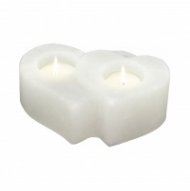Свещник от хималайска сол - Две сърца, бял