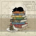 Картичка пъзел - Коте върху книги KIUB