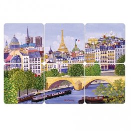 Комплект от 6 квадратни подложки за чаши - Сена CARTES D'ART
