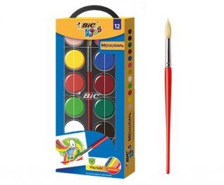Акварелни бои BIC 12 цвята + четка