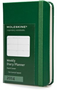 Бележник Moleskine 2014 12 Month Weekly Planner Extra Small Hard Cover Oxide Green [5623]