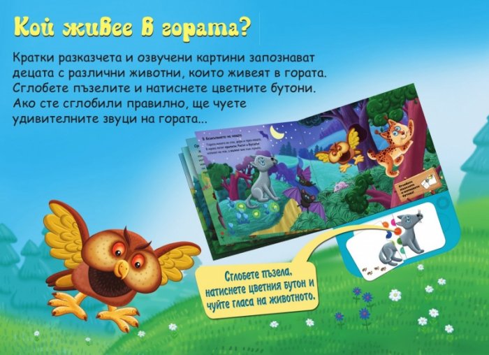 Кой живее в гората? + 10 двулицеви карти пъзели + 20 звука