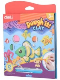 Пластилин Deli Genius EH718-12,12 цвята, 240 гр, картонена опаковка