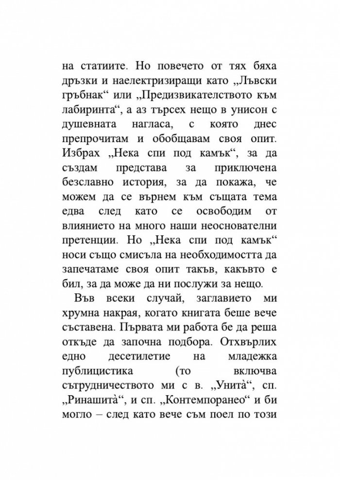 Нека спи под камък. Размисли за литературата и обществото